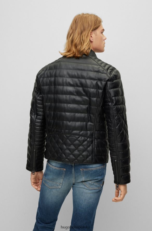 Hugo Boss Kurtka ze skóry nappa ze stójką, czarna, hugo czarny R0X0H61283