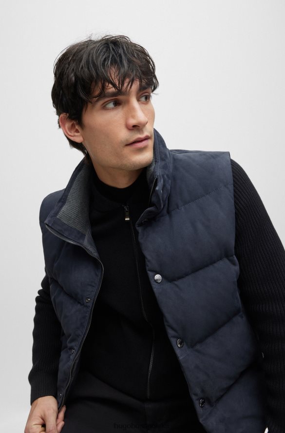 Hugo Boss Luksusowa kamizelka hugo z zamszu z wypełnieniem puchowym w kolorze ciemnoniebieskim ciemny niebieski R0X0H64345