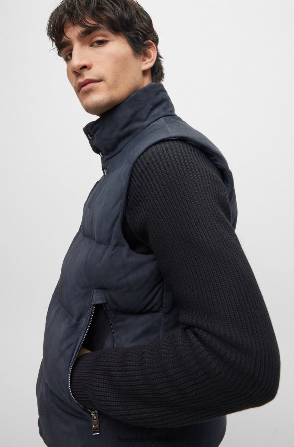 Hugo Boss Luksusowa kamizelka hugo z zamszu z wypełnieniem puchowym w kolorze ciemnoniebieskim ciemny niebieski R0X0H64345