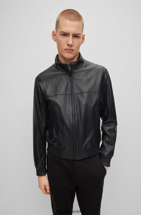 Hugo Boss czarna kurtka bomber ze skóry nappa hugo czarny R0X0H61797