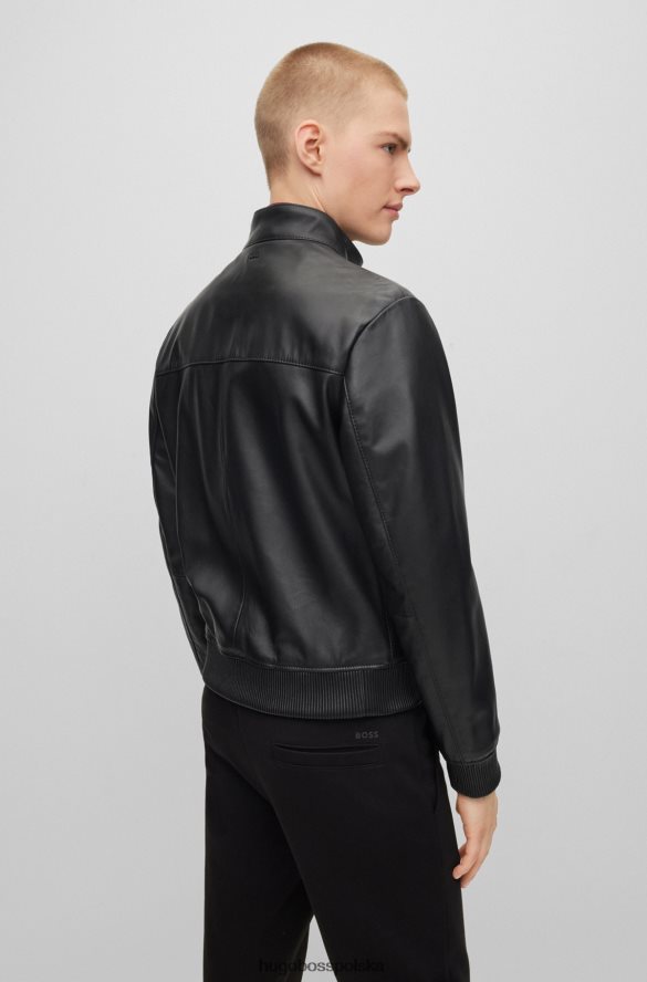 Hugo Boss czarna kurtka bomber ze skóry nappa hugo czarny R0X0H61797
