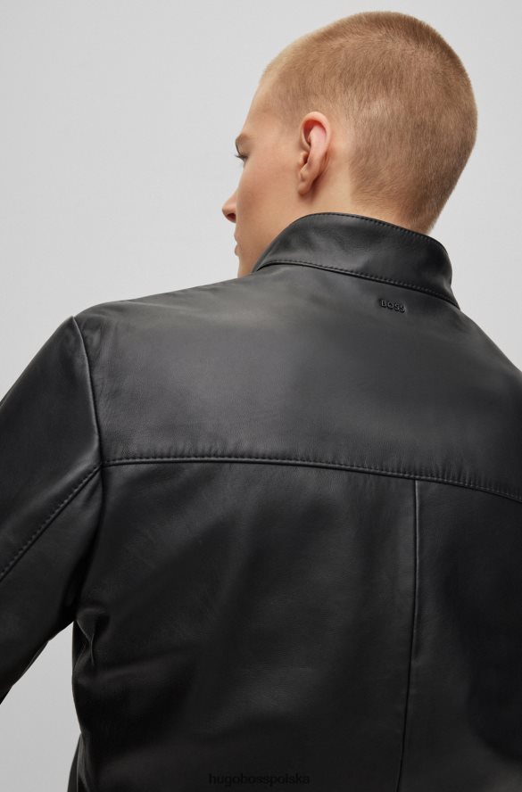 Hugo Boss czarna kurtka bomber ze skóry nappa hugo czarny R0X0H61797