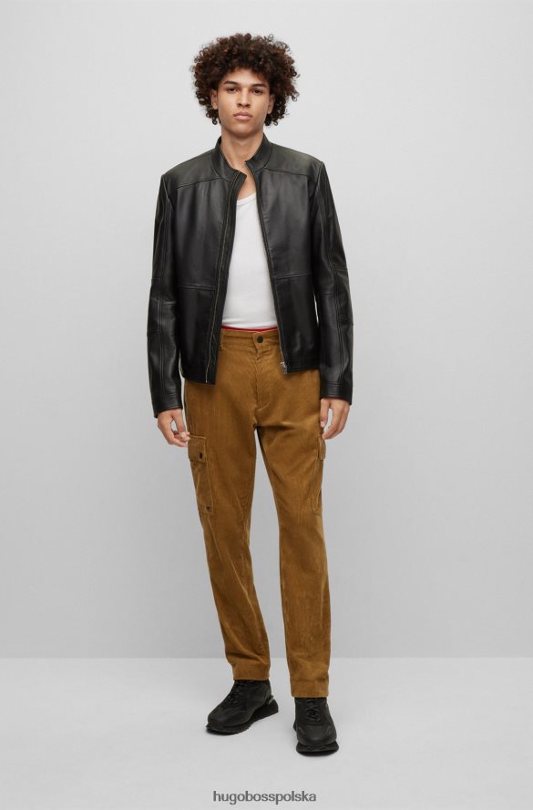 Hugo Boss hugo, bardzo dopasowana kurtka motocyklowa w kolorze czarnym, skórzana czarny R0X0H62986