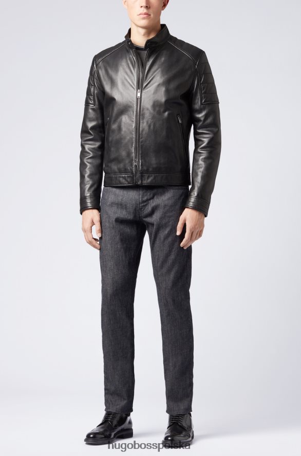 Hugo Boss skóra jkt - getani - 50393054 czarny czarny R0X0H6464