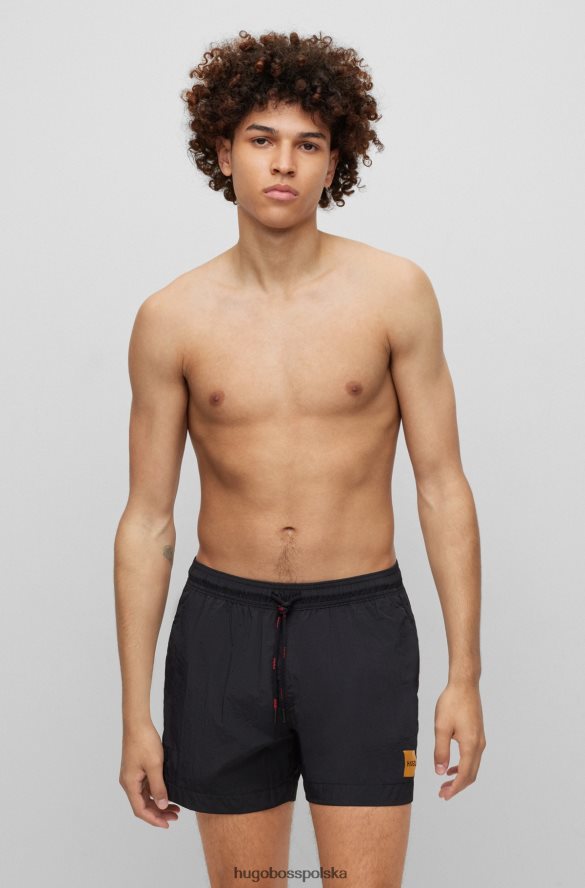 Hugo Boss Czarne, szybkoschnące szorty kąpielowe hugo z czerwoną metką z logo czarny R0X0H62140