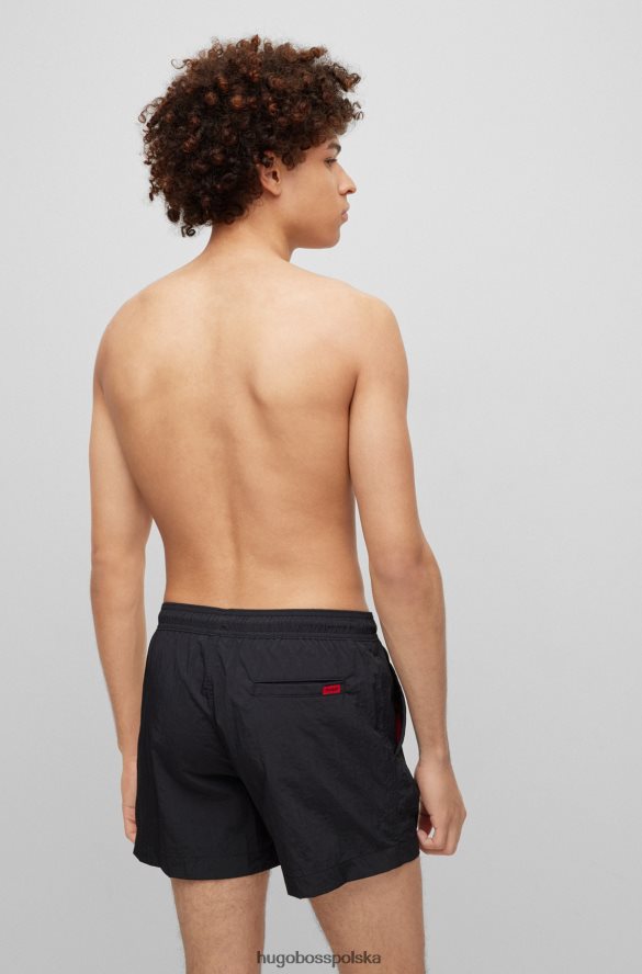 Hugo Boss Czarne, szybkoschnące szorty kąpielowe hugo z czerwoną metką z logo czarny R0X0H62140