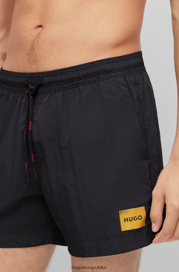 Hugo Boss Czarne, szybkoschnące szorty kąpielowe hugo z czerwoną metką z logo czarny R0X0H62140