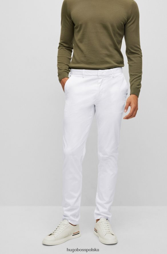 Hugo Boss Białe chinosy hugo o dopasowanym kroju z gabardyny z elastycznej bawełny biały R0X0H62429