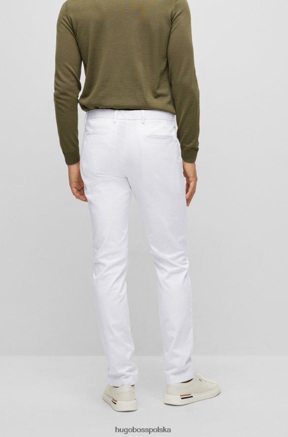 Hugo Boss Białe chinosy hugo o dopasowanym kroju z gabardyny z elastycznej bawełny biały R0X0H62429