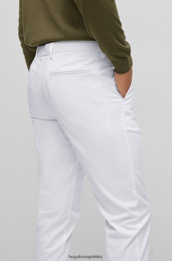 Hugo Boss Białe chinosy hugo o dopasowanym kroju z gabardyny z elastycznej bawełny biały R0X0H62429