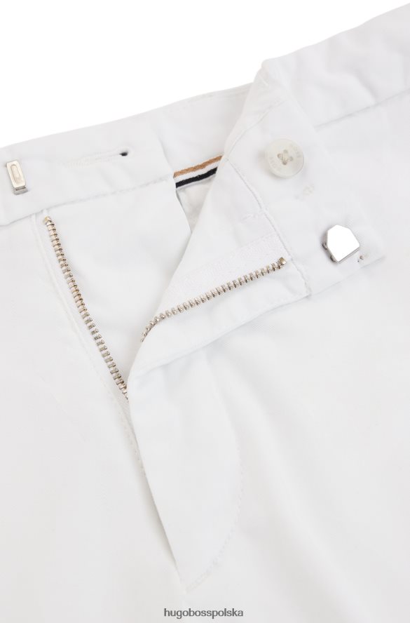 Hugo Boss Białe chinosy hugo o dopasowanym kroju z gabardyny z elastycznej bawełny biały R0X0H62429