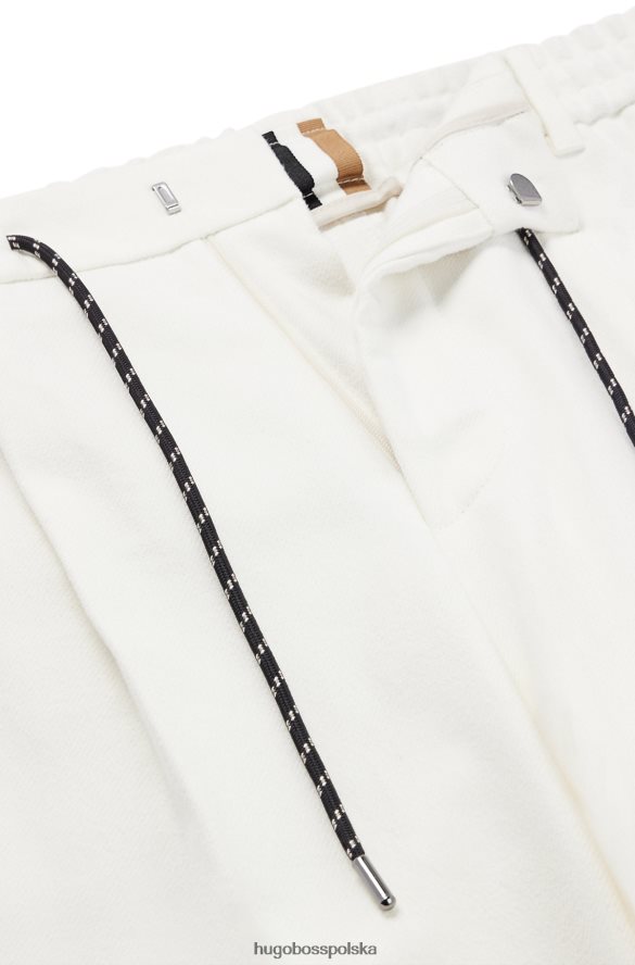 Hugo Boss Białe spodnie hugo o zwężanym kroju z czystej bawełny ze sznurkiem w talii biały R0X0H63442