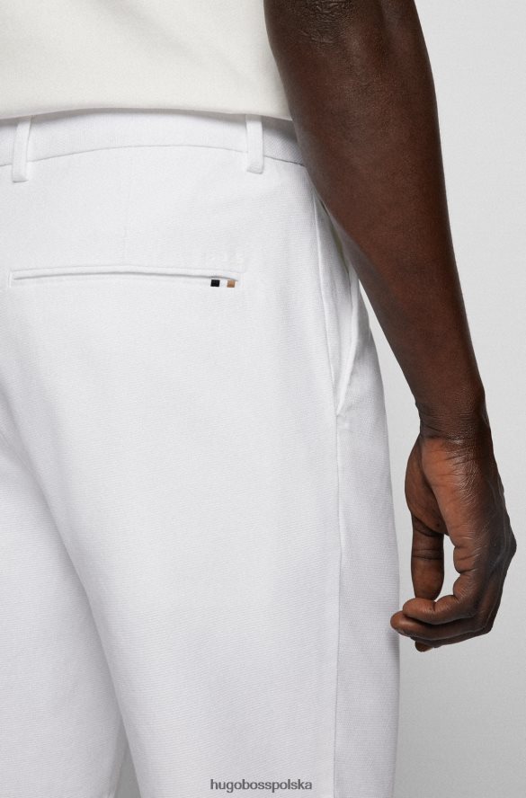 Hugo Boss Białe szorty hugo o dopasowanym kroju ze strukturalnej elastycznej bawełny biały R0X0H63779