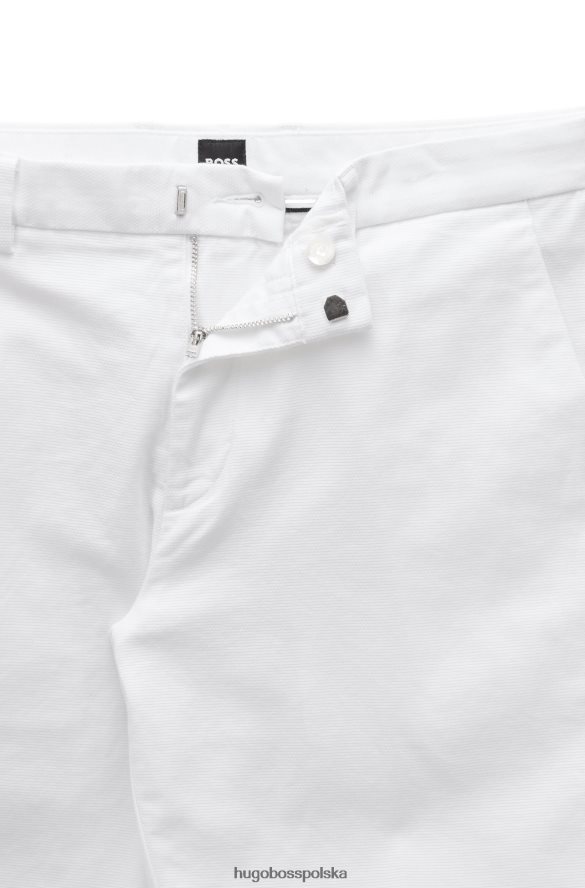 Hugo Boss Białe szorty hugo o dopasowanym kroju ze strukturalnej elastycznej bawełny biały R0X0H63779