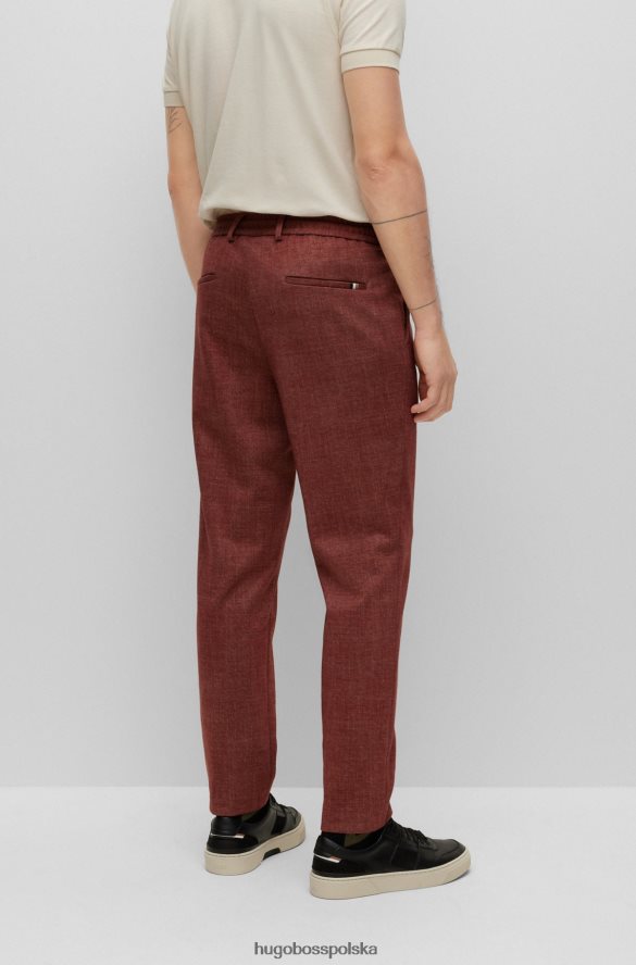 Hugo Boss Brązowe spodnie hugo o dopasowanym kroju z elastycznego jerseyu z mikrowzorami brązowy R0X0H6968
