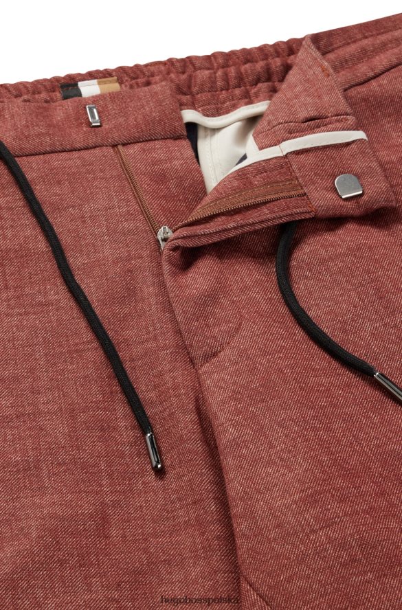 Hugo Boss Brązowe spodnie hugo o dopasowanym kroju z elastycznego jerseyu z mikrowzorami brązowy R0X0H6968
