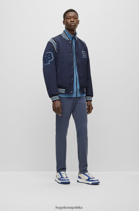 Hugo Boss Chinosy hugo o zwężanym kroju z barwionej, elastycznej, satynowej bawełny na niebiesko niebieski R0X0H61258