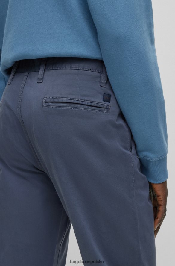 Hugo Boss Chinosy hugo o zwężanym kroju z barwionej, elastycznej, satynowej bawełny na niebiesko niebieski R0X0H61258
