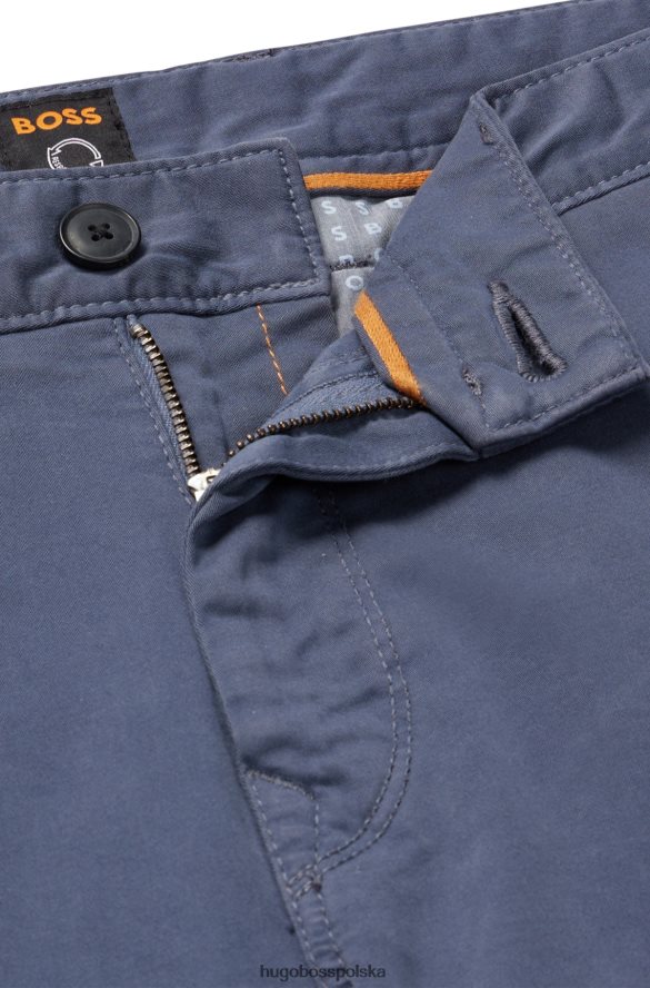 Hugo Boss Chinosy hugo o zwężanym kroju z barwionej, elastycznej, satynowej bawełny na niebiesko niebieski R0X0H61258