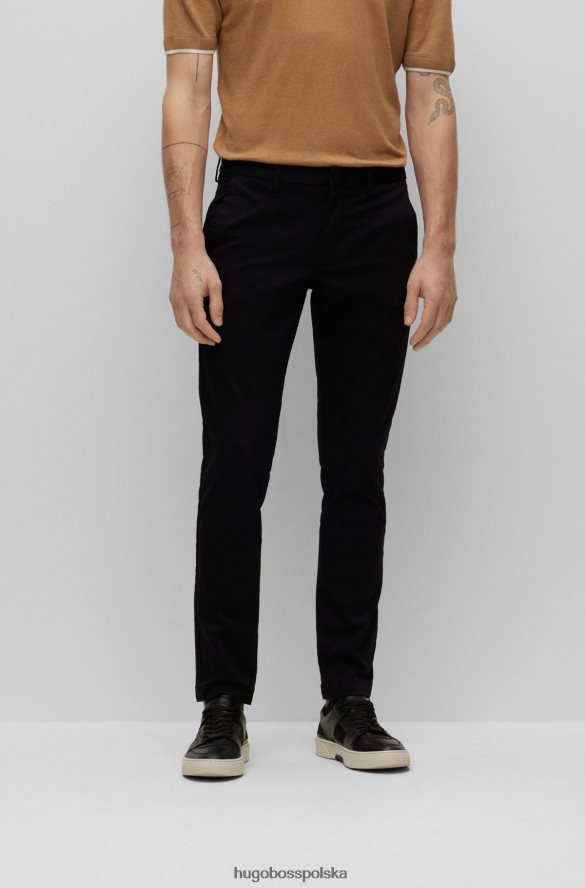 Hugo Boss Chinosy hugo slim fit z regularnym stanem, z elastycznego diagonalu w kolorze czarnym czarny R0X0H64133