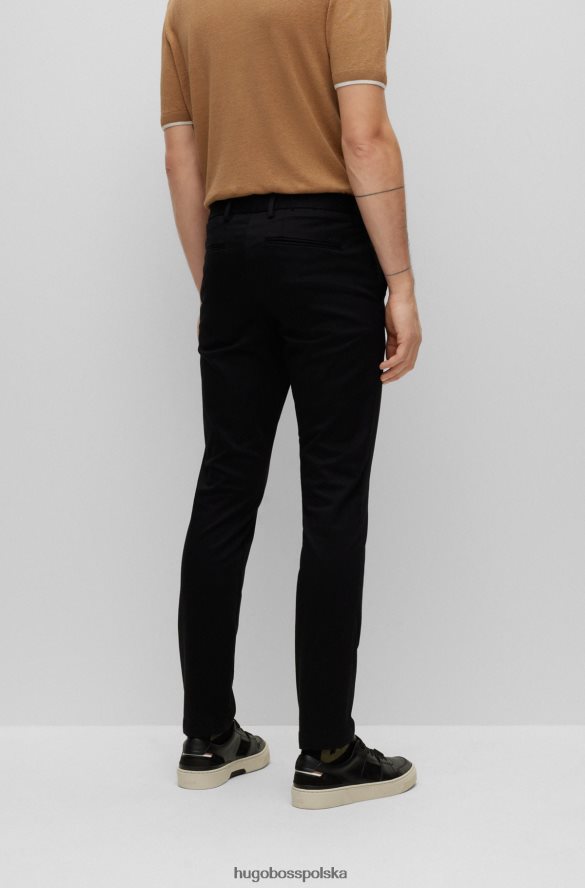 Hugo Boss Chinosy hugo slim fit z regularnym stanem, z elastycznego diagonalu w kolorze czarnym czarny R0X0H64133