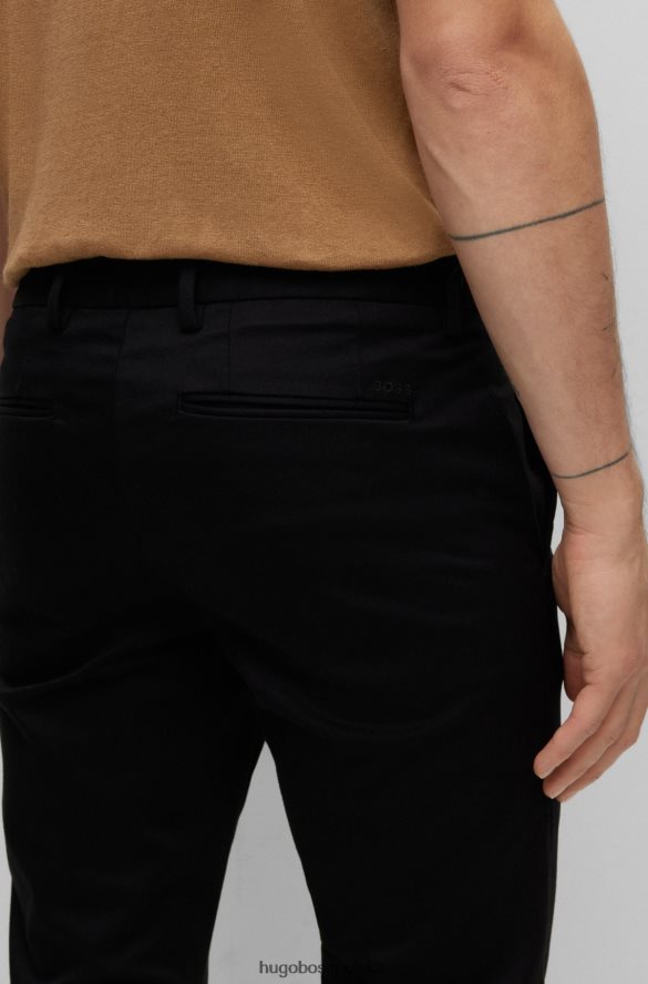 Hugo Boss Chinosy hugo slim fit z regularnym stanem, z elastycznego diagonalu w kolorze czarnym czarny R0X0H64133
