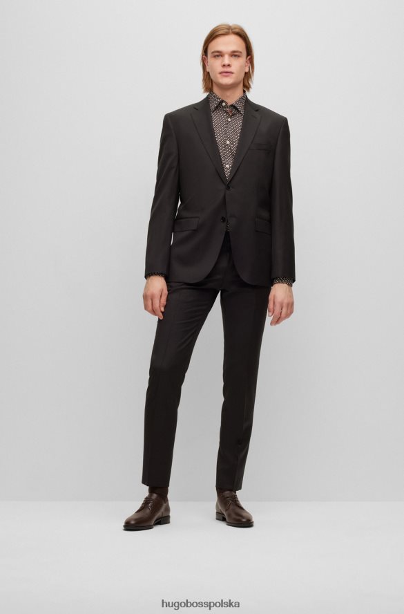 Hugo Boss Czarne, bardzo wąskie spodnie Hugo z sergi z dziewiczej wełny czarny R0X0H62734