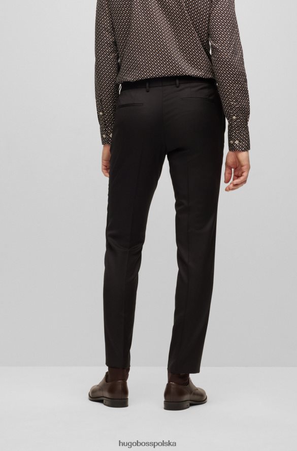 Hugo Boss Czarne, bardzo wąskie spodnie Hugo z sergi z dziewiczej wełny czarny R0X0H62734