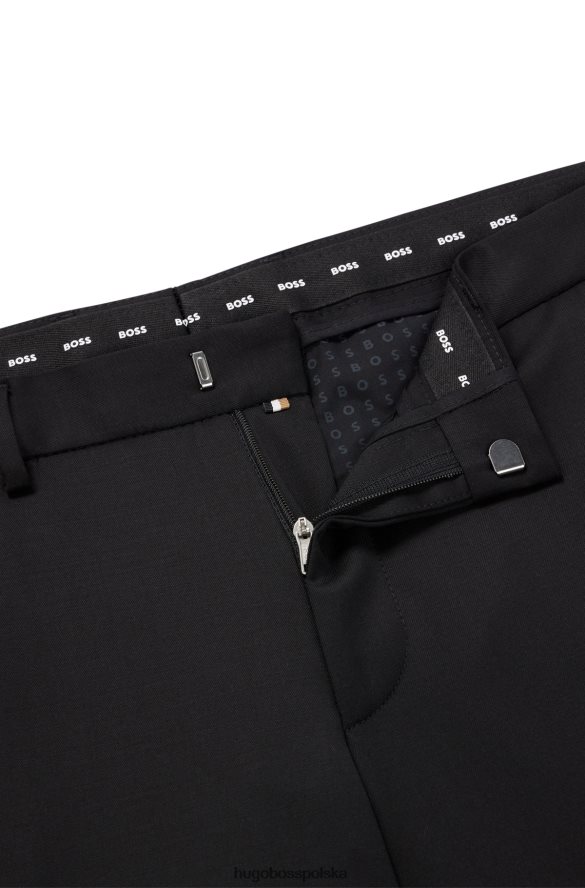 Hugo Boss Czarne, bardzo wąskie spodnie Hugo z sergi z dziewiczej wełny czarny R0X0H62734