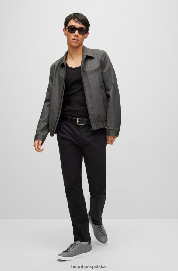 Hugo Boss Czarne chinosy Hugo o dopasowanym kroju z gabardyny z elastycznej bawełny czarny R0X0H62499