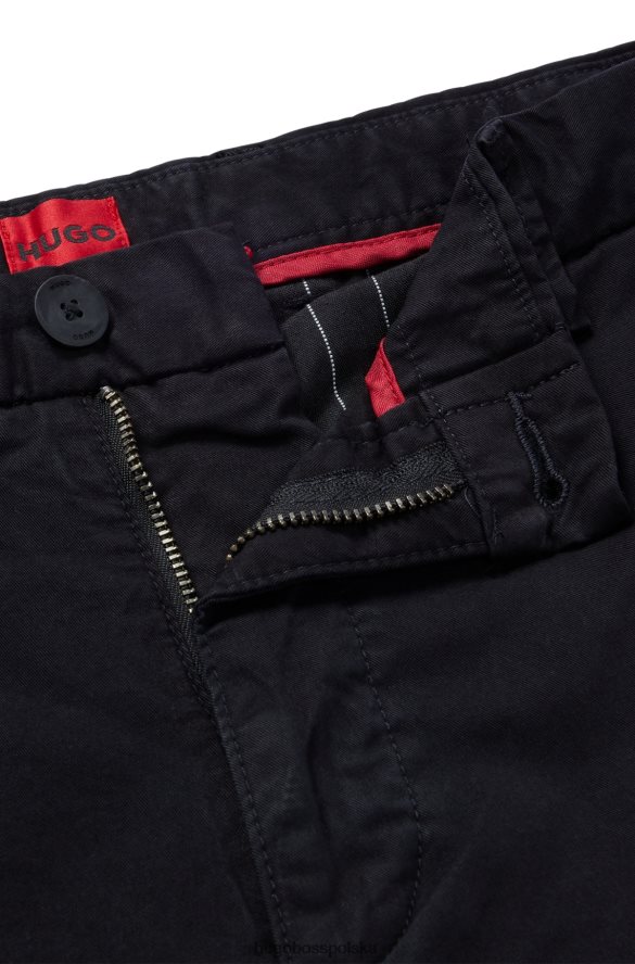 Hugo Boss Czarne chinosy Hugo o dopasowanym kroju z gabardyny z elastycznej bawełny czarny R0X0H62499