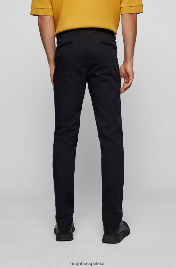 Hugo Boss Czarne, dopasowane spodnie Hugo z mieszanki bawełny Dobby czarny R0X0H62756