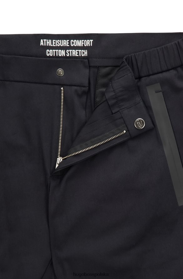 Hugo Boss Czarne, dopasowane spodnie Hugo z mieszanki bawełny Dobby czarny R0X0H62756