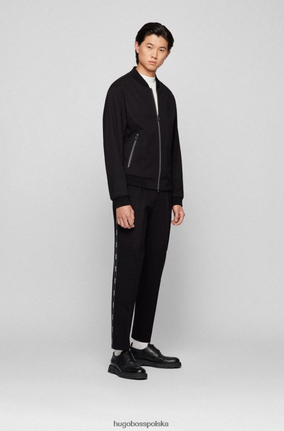 Hugo Boss Czarne spodnie hugo o swobodnym kroju z taśmą z logo czarny R0X0H64325