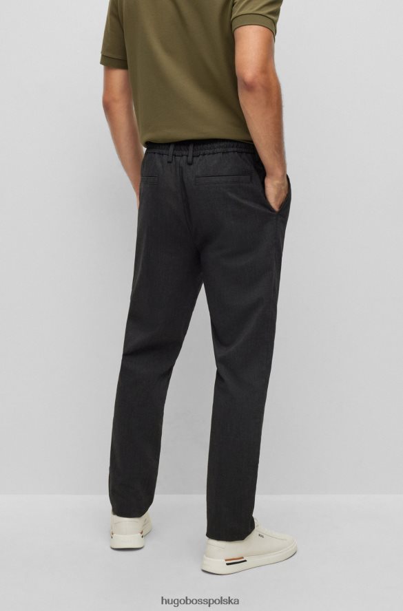 Hugo Boss Czarne spodnie hugo slim-fit z elastycznego włoskiego melanżu czarny R0X0H63395
