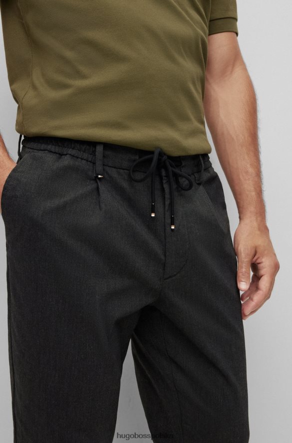 Hugo Boss Czarne spodnie hugo slim-fit z elastycznego włoskiego melanżu czarny R0X0H63395