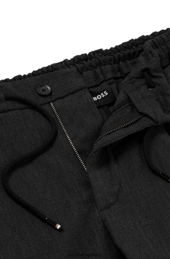Hugo Boss Czarne spodnie hugo slim-fit z elastycznego włoskiego melanżu czarny R0X0H63395