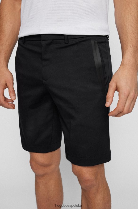 Hugo Boss Czarne szorty Hugo o dopasowanym kroju i regularnym stanie, z mieszanki zawierającej bawełnę czarny R0X0H64481