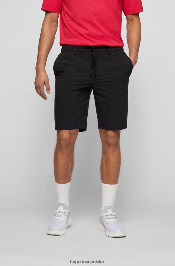 Hugo Boss Czarne szorty hugo o swobodnym kroju z wodoodpornej popeliny czarny R0X0H64599