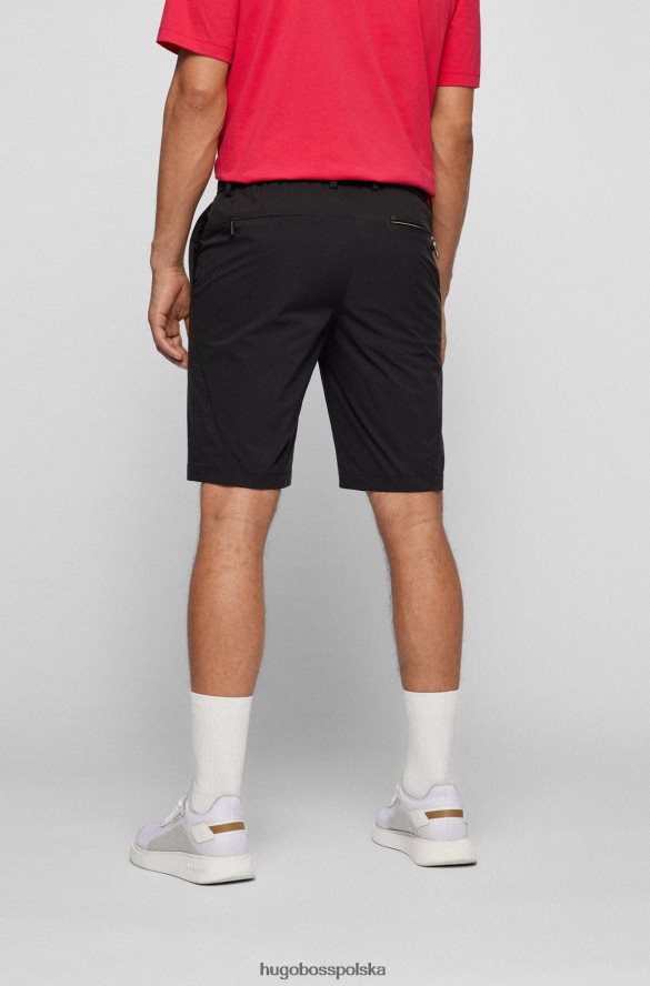 Hugo Boss Czarne szorty hugo o swobodnym kroju z wodoodpornej popeliny czarny R0X0H64599