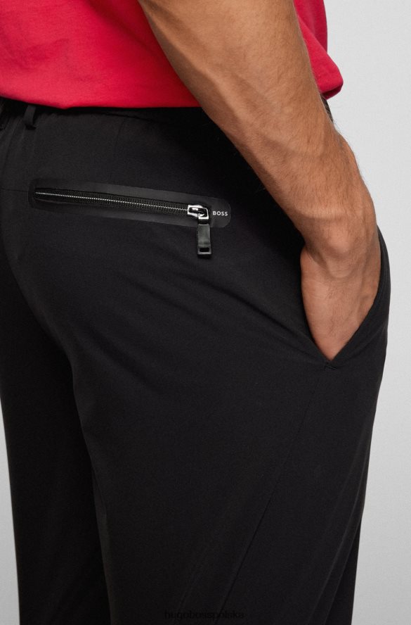 Hugo Boss Czarne szorty hugo o swobodnym kroju z wodoodpornej popeliny czarny R0X0H64599