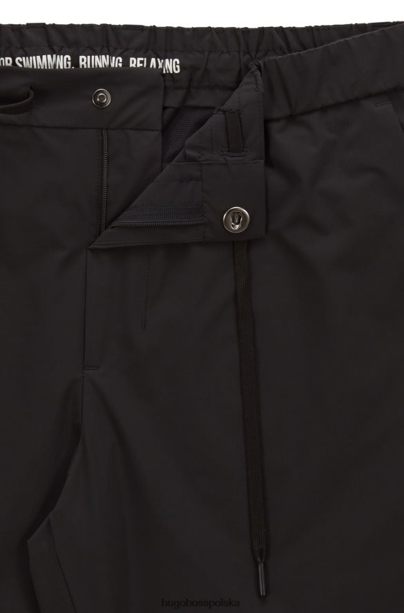 Hugo Boss Czarne szorty hugo o swobodnym kroju z wodoodpornej popeliny czarny R0X0H64599