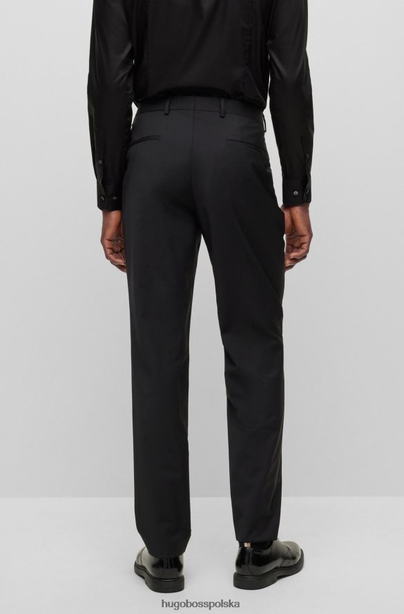 Hugo Boss Czarne wizytowe spodnie hugo z domieszką wełny czarny R0X0H63282