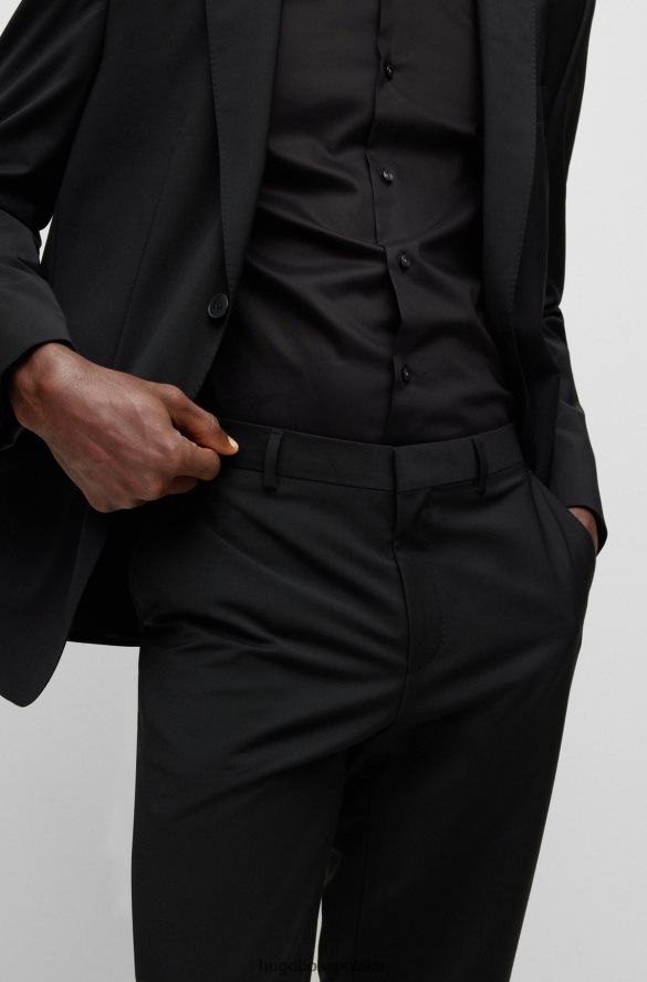 Hugo Boss Czarne wizytowe spodnie hugo z domieszką wełny czarny R0X0H63282