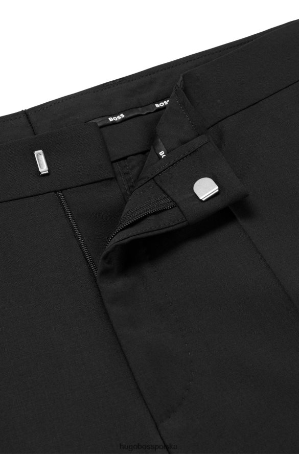 Hugo Boss Czarne wizytowe spodnie hugo z domieszką wełny czarny R0X0H63282