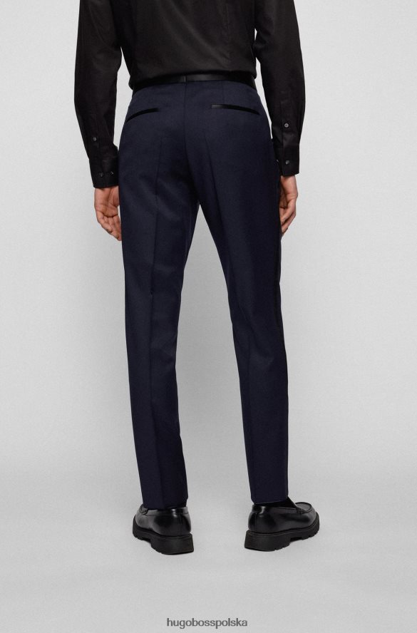 Hugo Boss Dopasowane spodnie smokingowe z czystej wełny serge w kolorze ciemnoniebieskim hugo ciemny niebieski R0X0H62026
