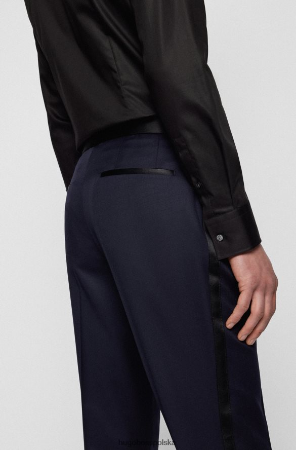 Hugo Boss Dopasowane spodnie smokingowe z czystej wełny serge w kolorze ciemnoniebieskim hugo ciemny niebieski R0X0H62026
