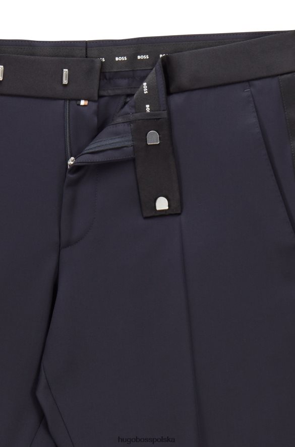 Hugo Boss Dopasowane spodnie smokingowe z czystej wełny serge w kolorze ciemnoniebieskim hugo ciemny niebieski R0X0H62026