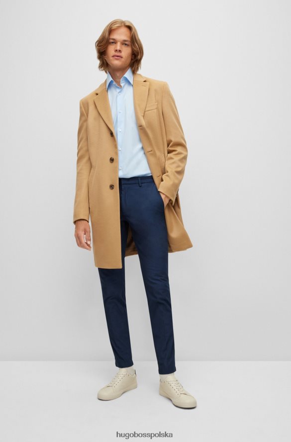 Hugo Boss Granatowe spodnie Hugo o dopasowanym kroju z zakładkami z przodu, z mieszanki zawierającej bawełnę ciemny niebieski R0X0H62555