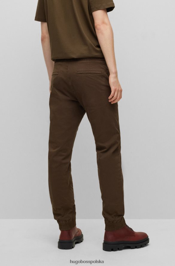 Hugo Boss Hugo Chinosy o wąskim kroju z mankietami i ciemnozieloną gabardyną z elastycznej bawełny ciemnozielony R0X0H62693